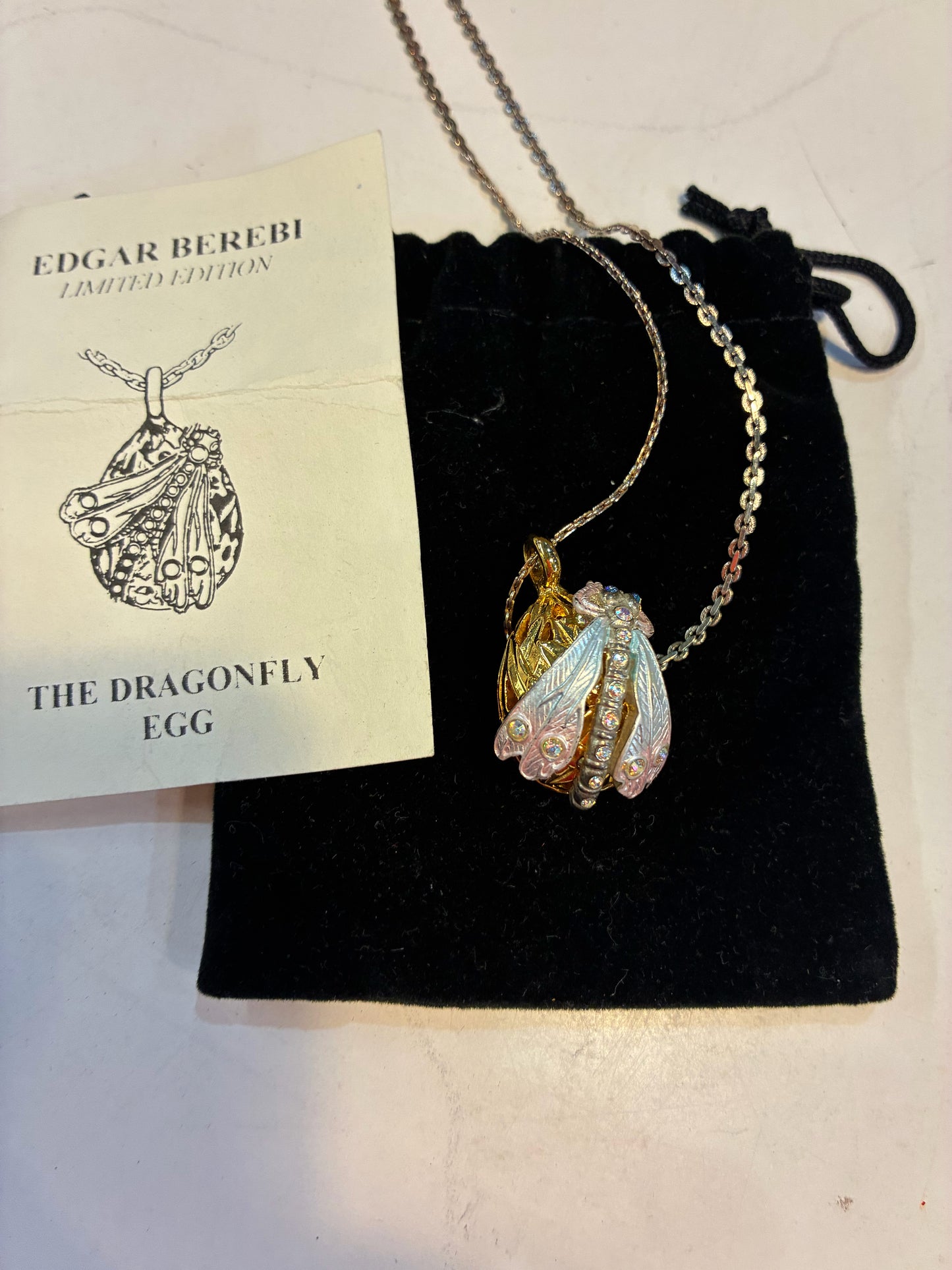 Vintage Edgar Berebi Limited Edition The Dragonfly Egg Necklace