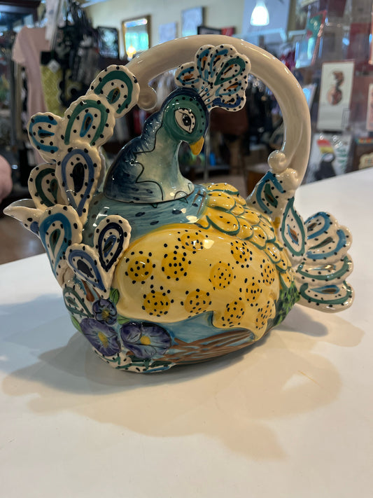 Blue Sky Peacock Teapot