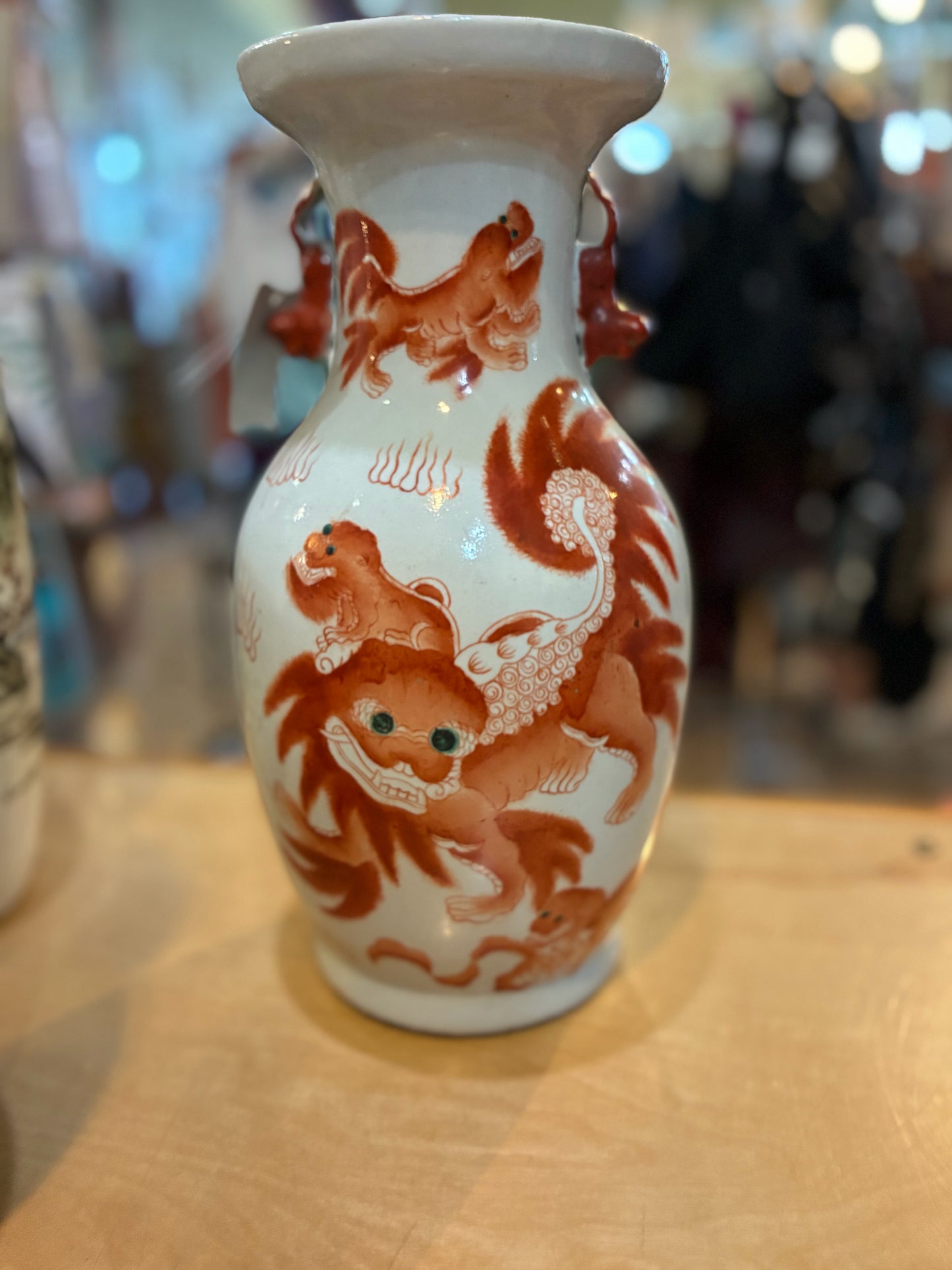 Vintage Red Foo Dog Vase