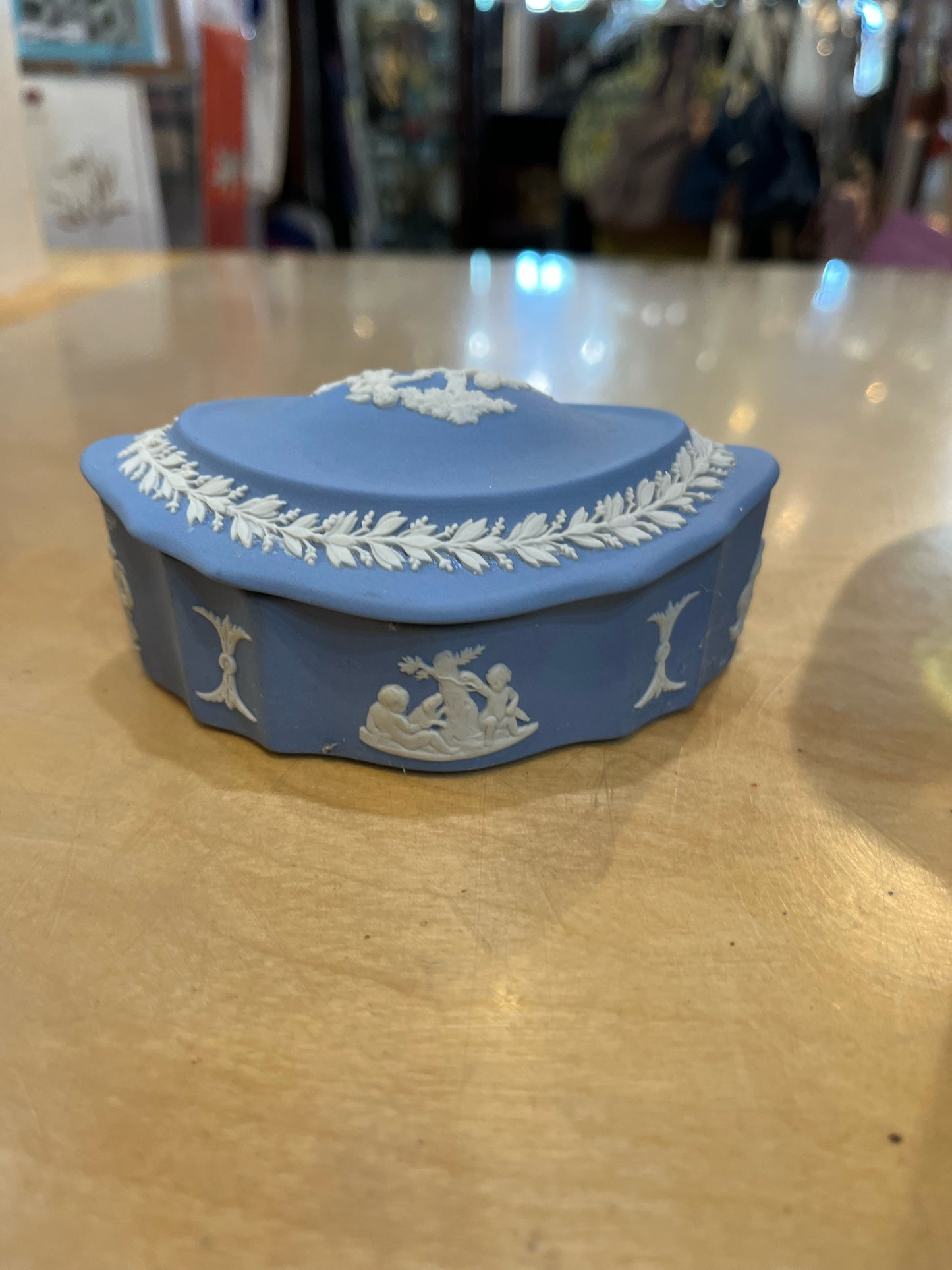 Wedgewood Blue Jasper Curved Lidded Box