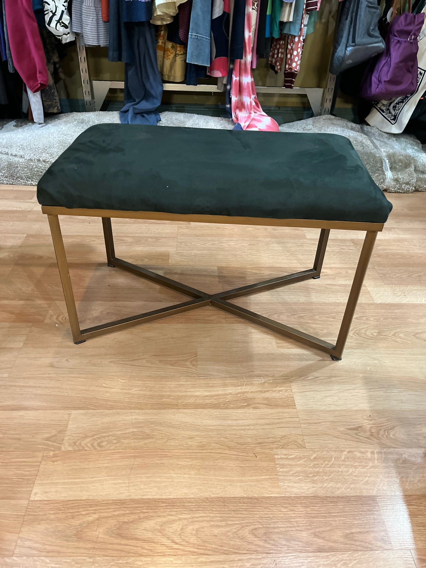 Rectangle Green Velvet Ottoman