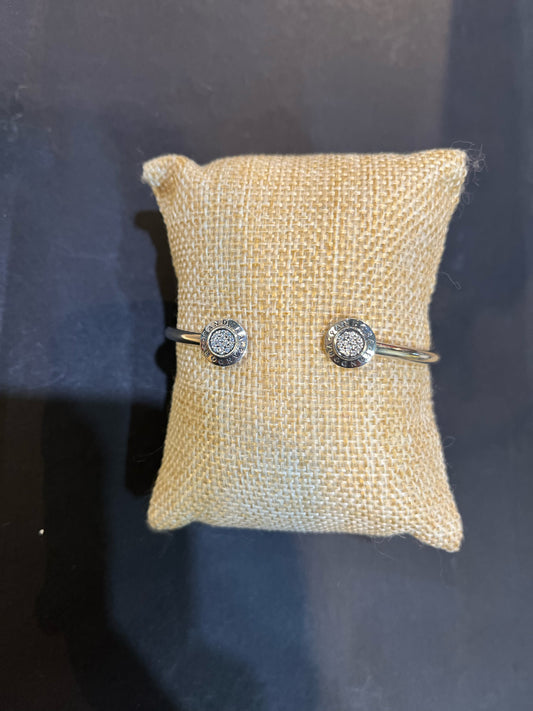 Pandora Sterling Silver & Pave Signature Logo Cuff Bracelet