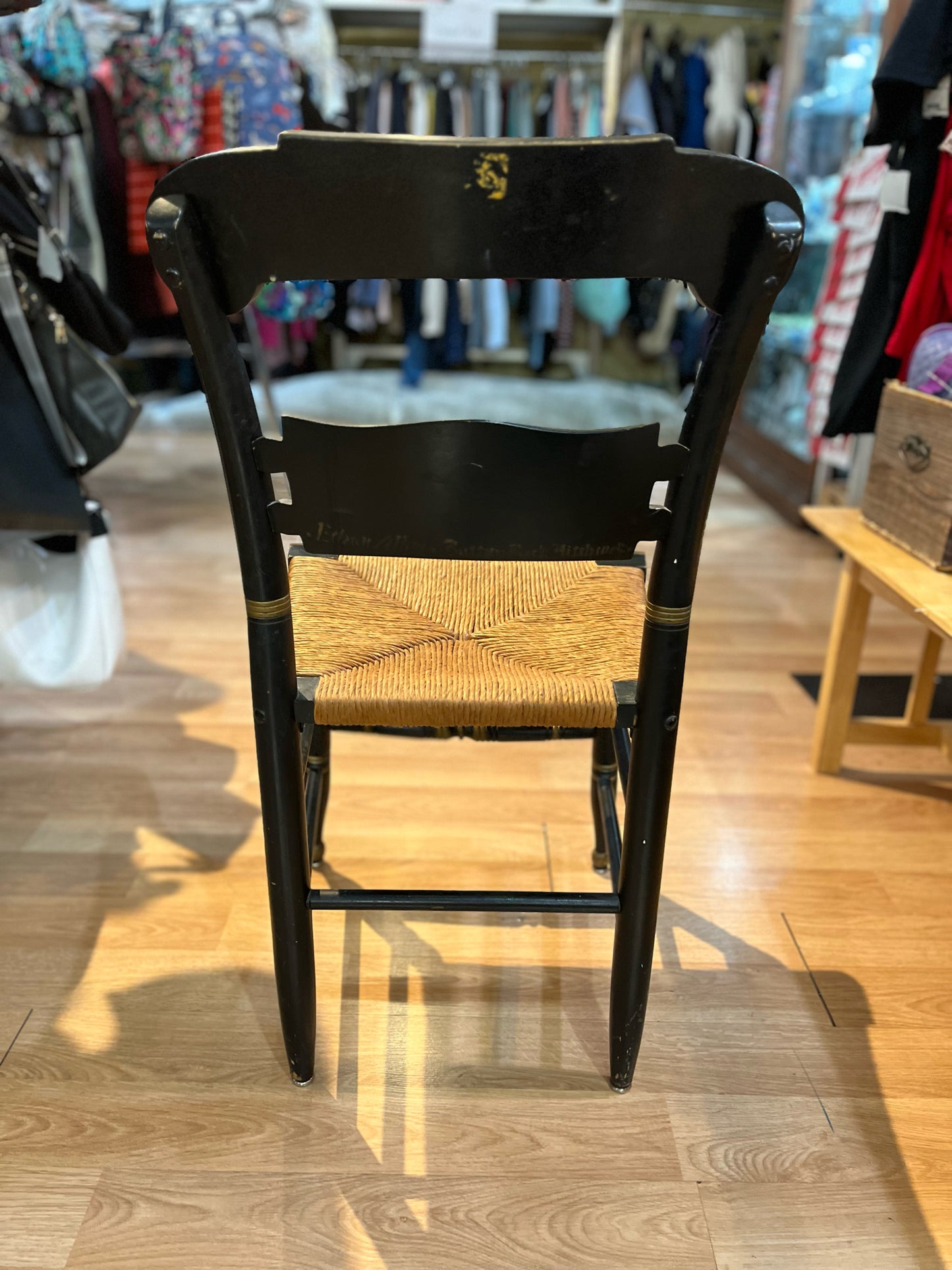 Signed Ethan Allen King Turtle Hitchcock Black Side Chair