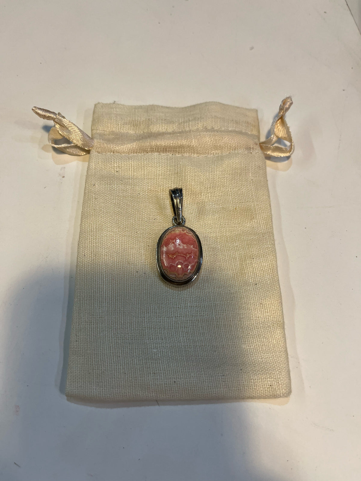 Sterling Silver &  Rhodochrosite Oval Pendant