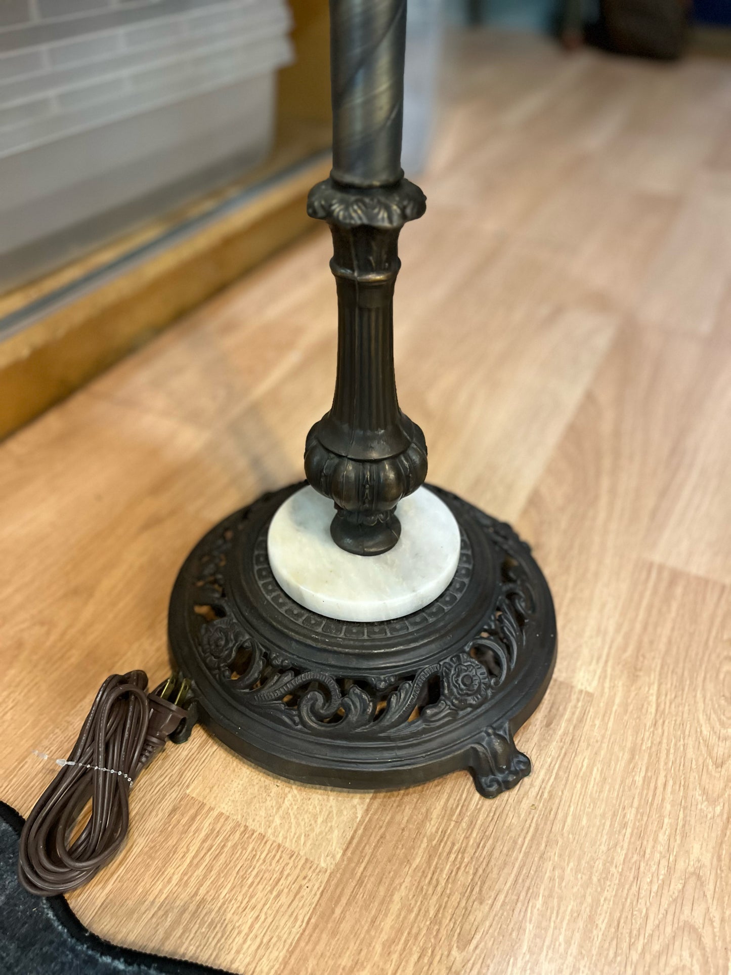 Purple Tiffany Jeweled Peacock Style Floor Lamp