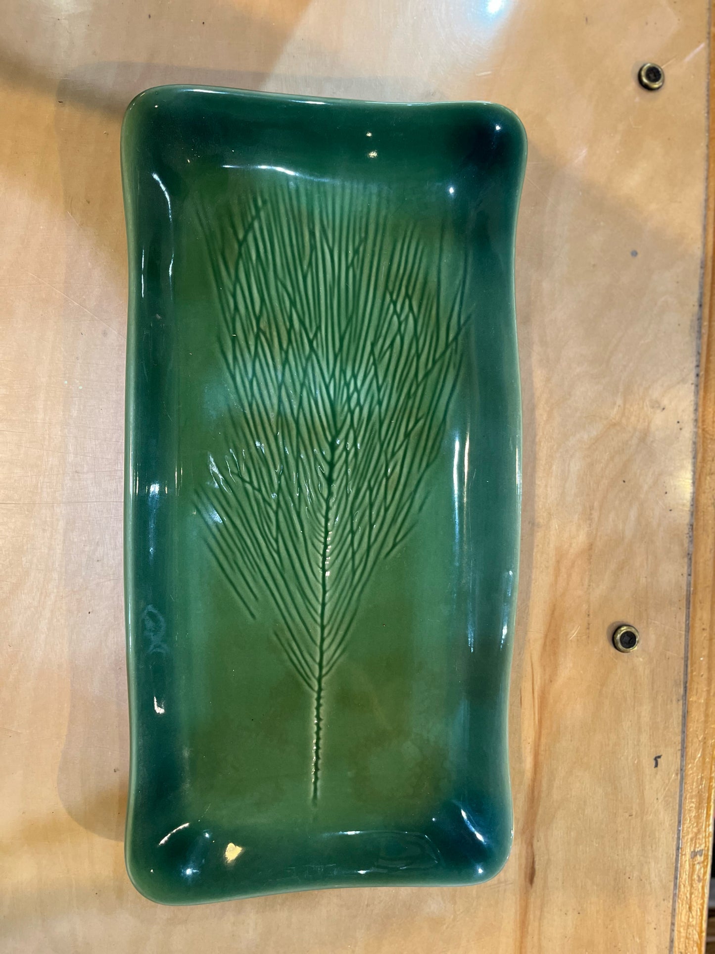 Kay Wayne Signed Pottery Pine Needle Branch Platter