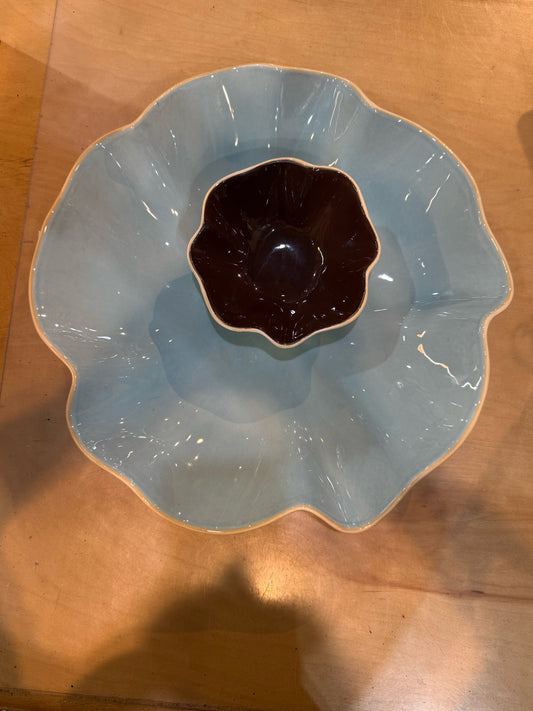 Southern Living Light Blue  & Brown Serving Set