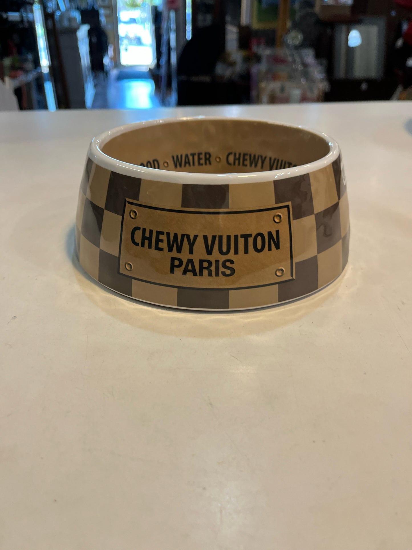 Chewy Vuiton Paris Dog Bowl