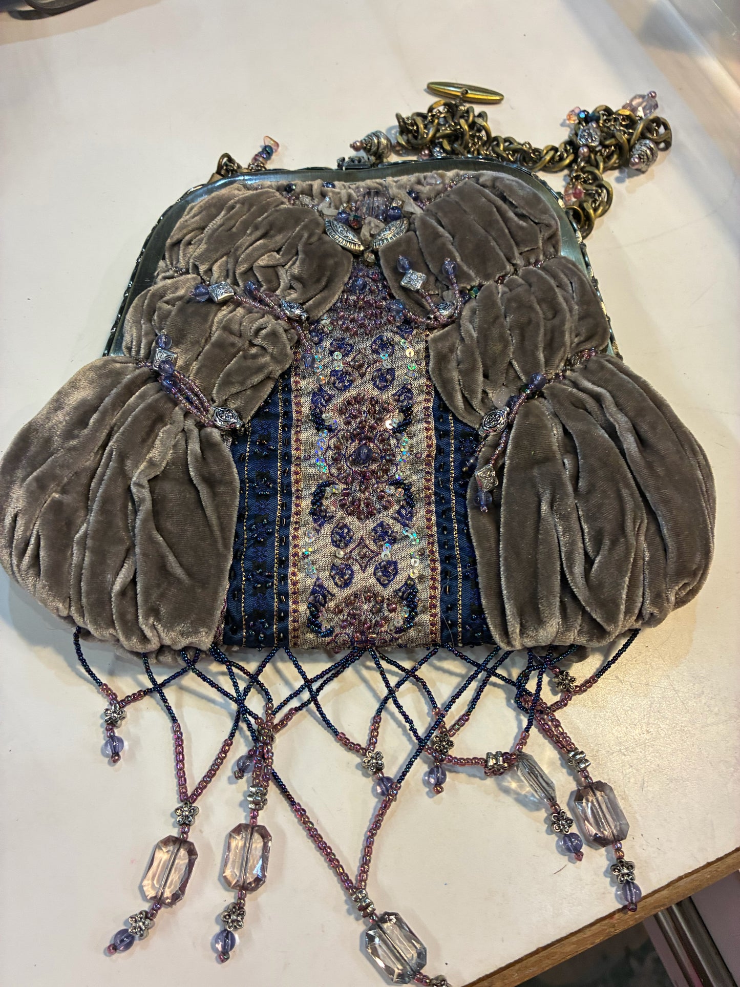 Mary Frances Velvet Beaded Occasion Bag
