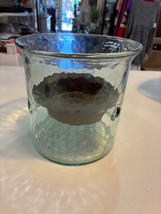 Glass Candle Holder hurricane with Rustic Insert