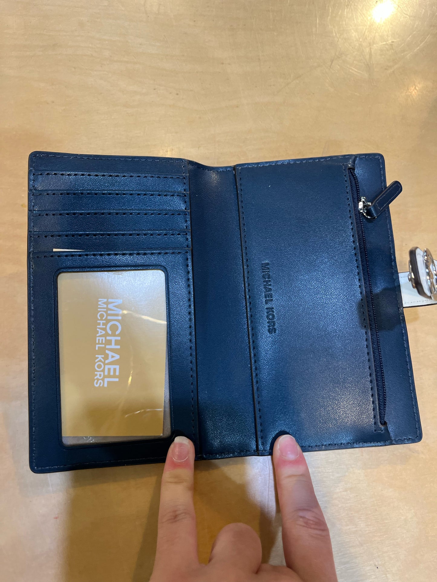 Michael Kors Blue Jet Set Grenwich Medium Bifold Center Zip Wallet