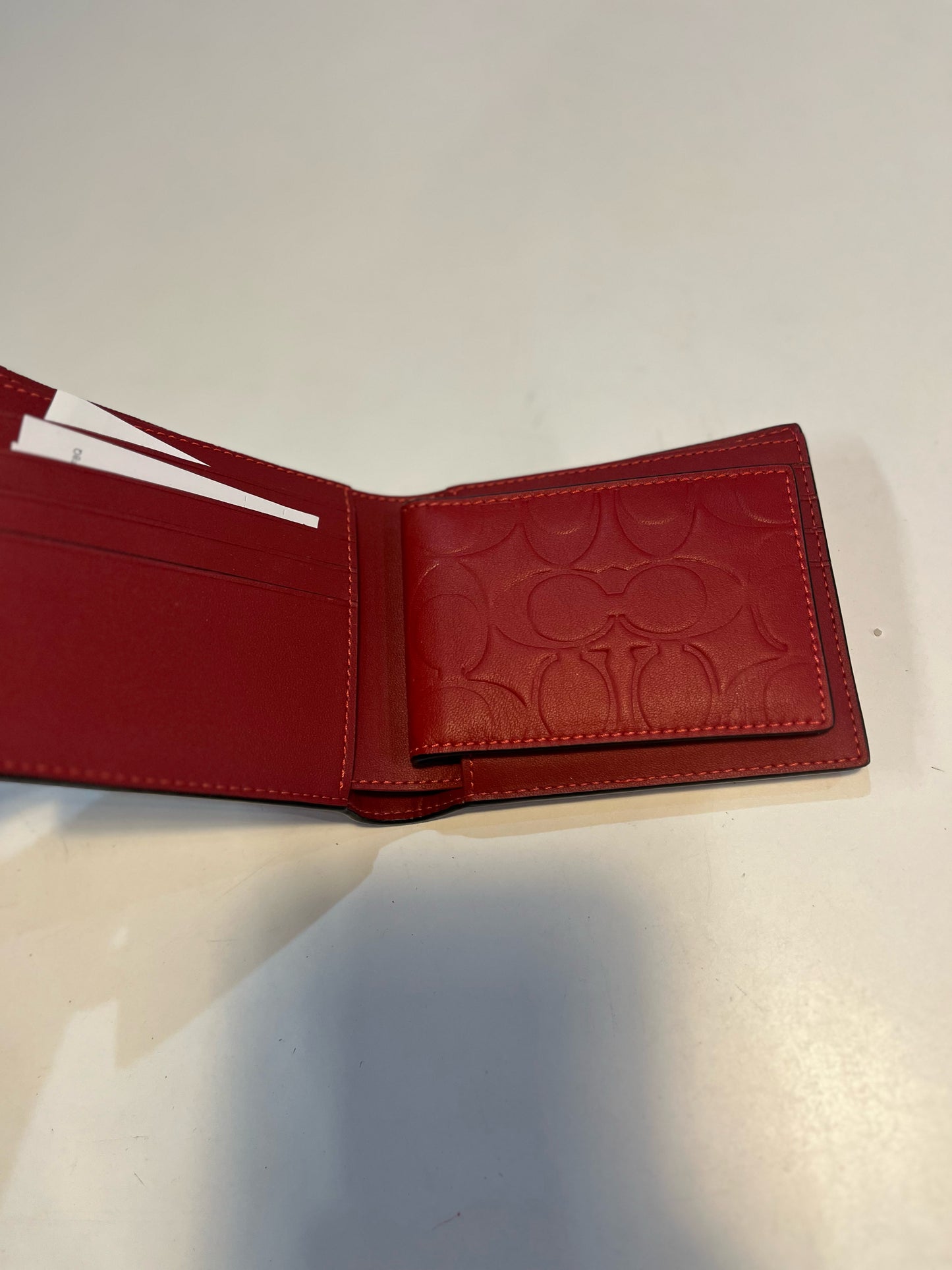 Coach Red Signature Embossed "3-in-1" Leather Wallet