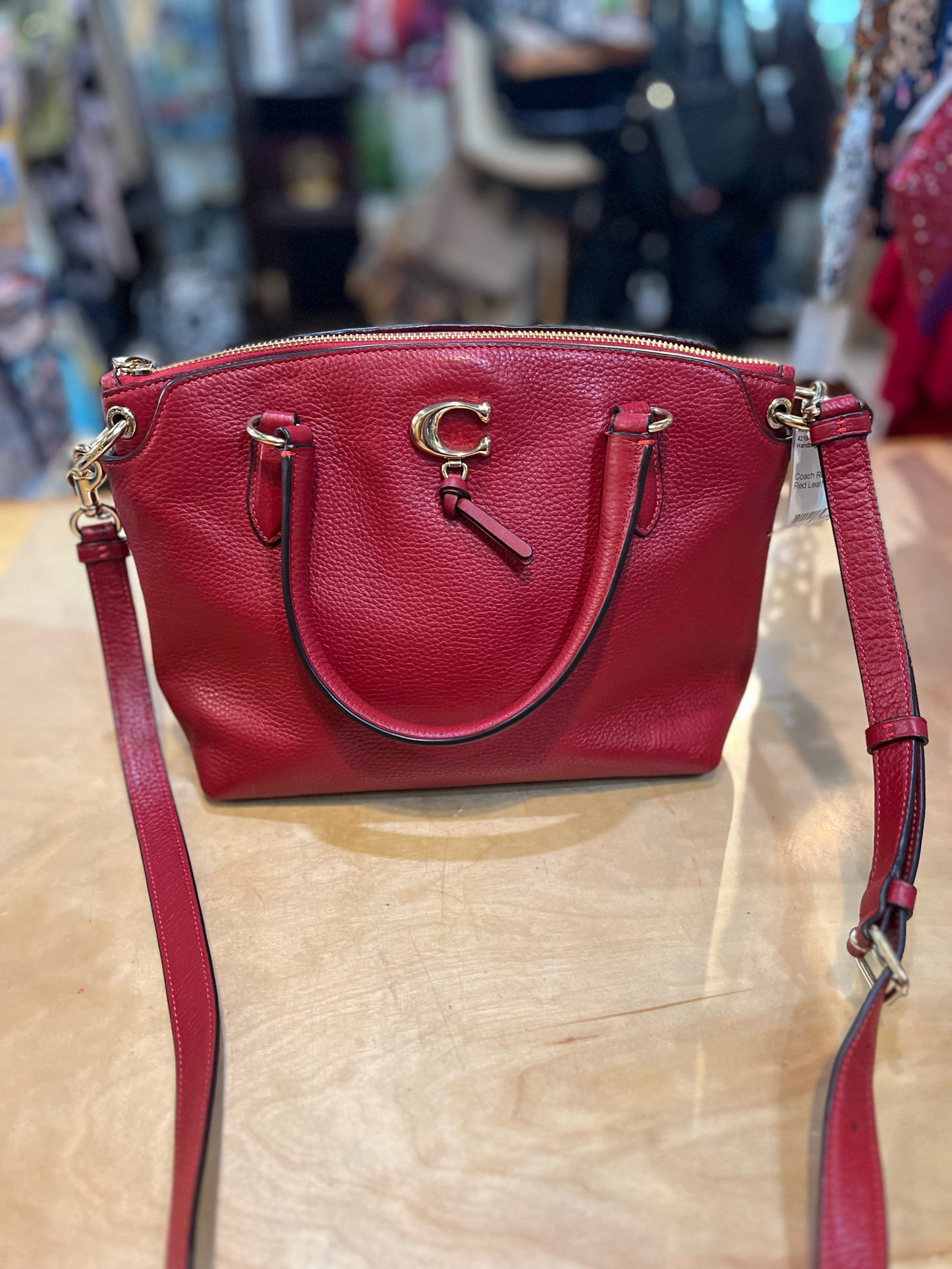 Coach Red Leather "Remi" Handbag