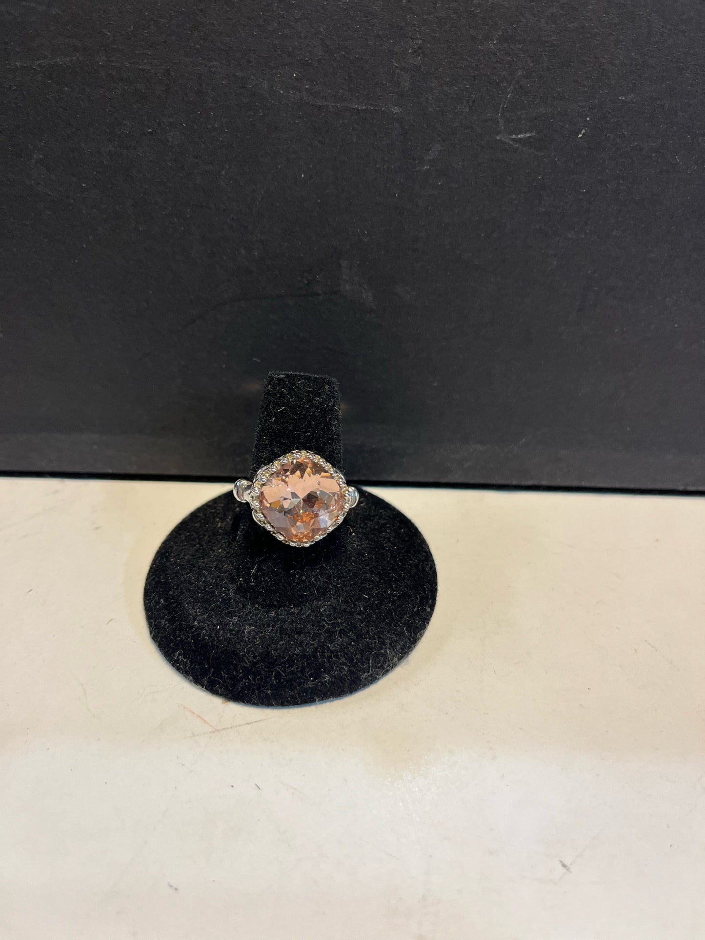 Sterling Silver & Morganite Cushion Cut Ring