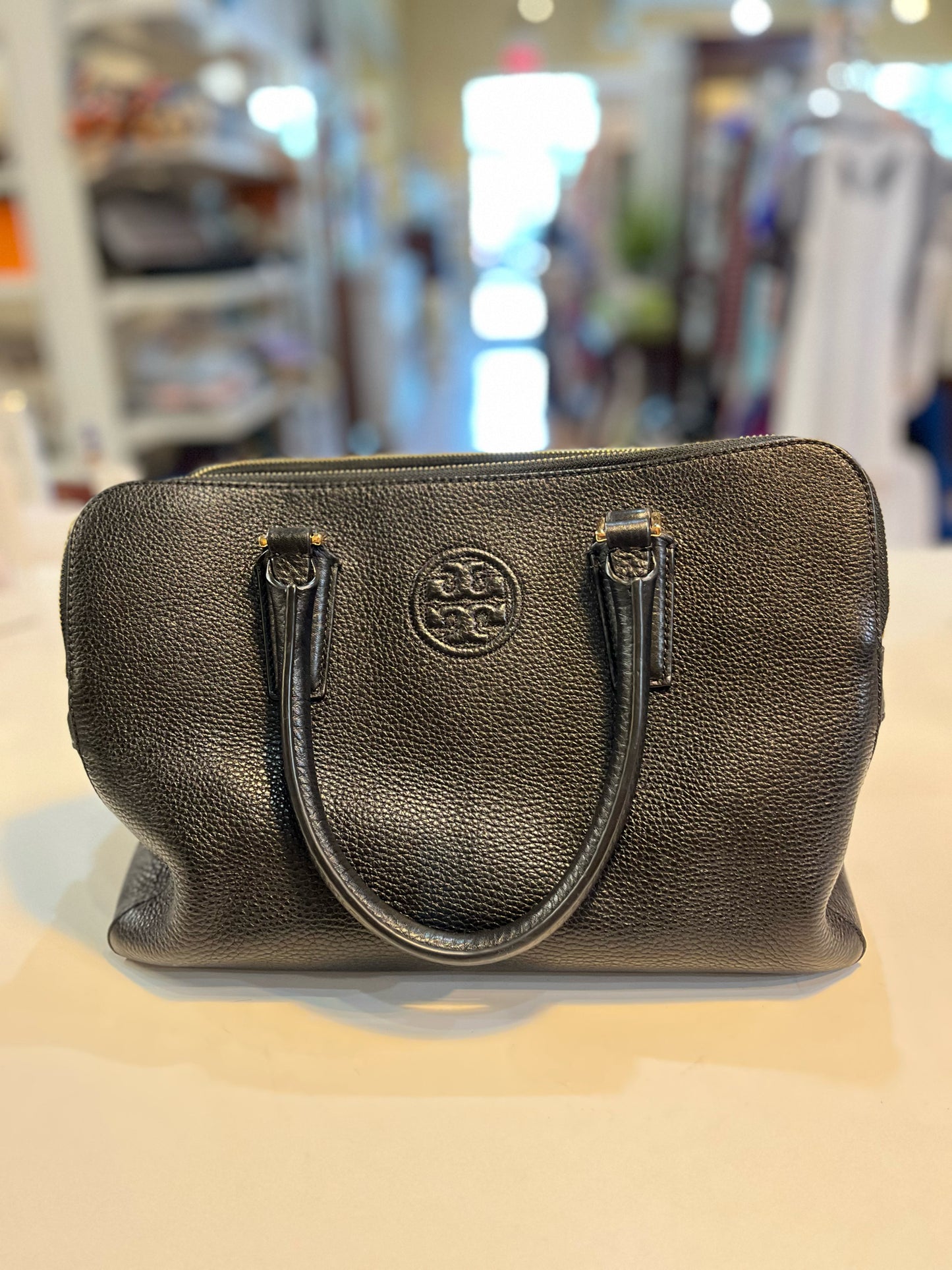 Tory Burch Black "Marion Triple Zip" Handbag