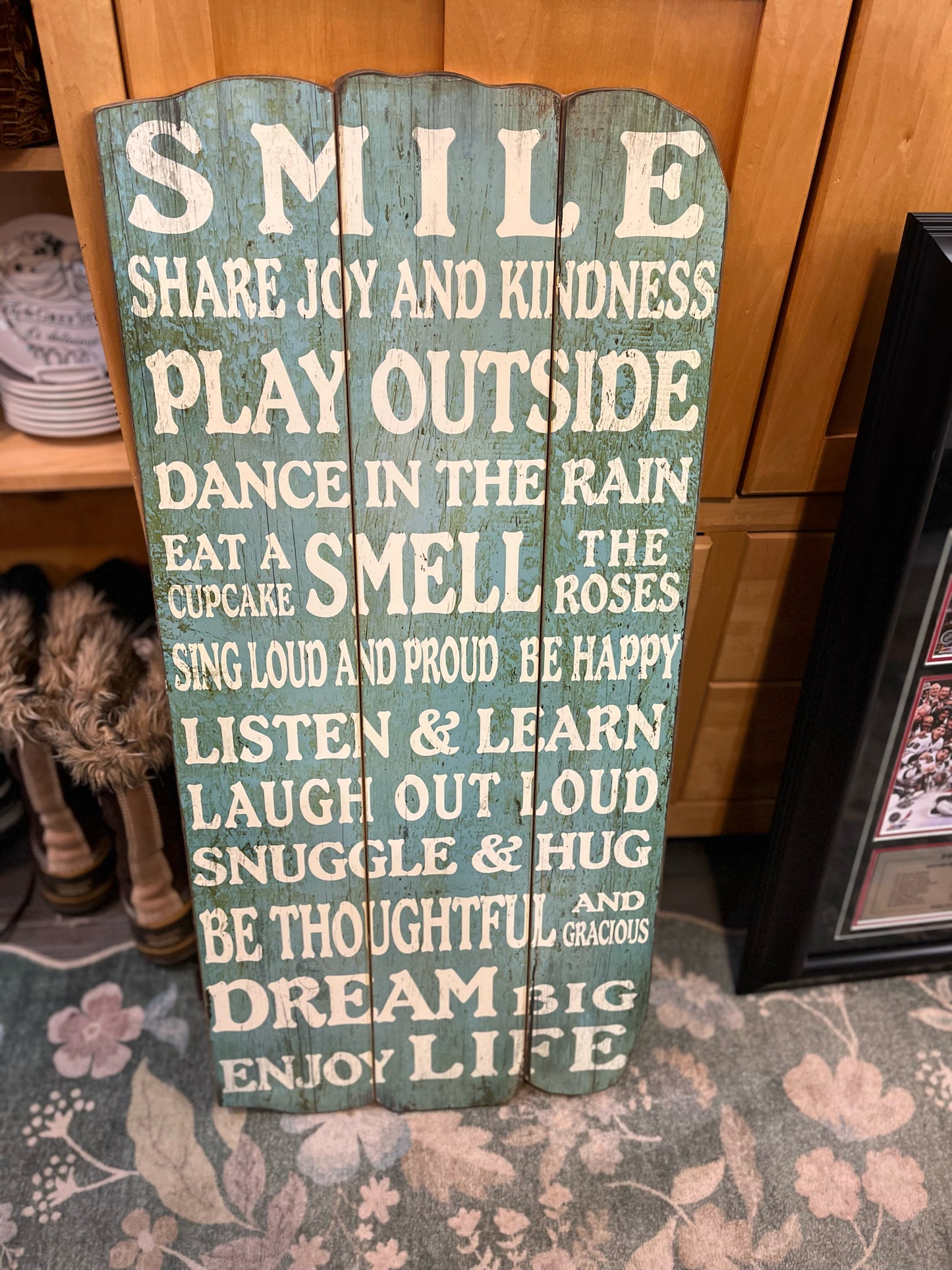 NWT Pier One Blue "Happiness" Wall Decoration