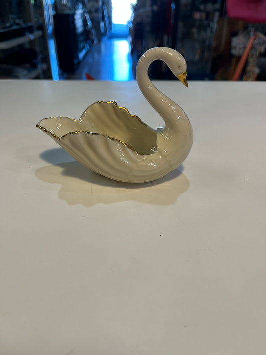 Lenox White Porcelain Swan trinket dish
