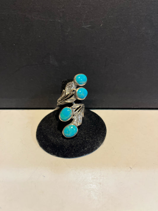 Sterling Silver & Turquoise Bypass Wrap Ring