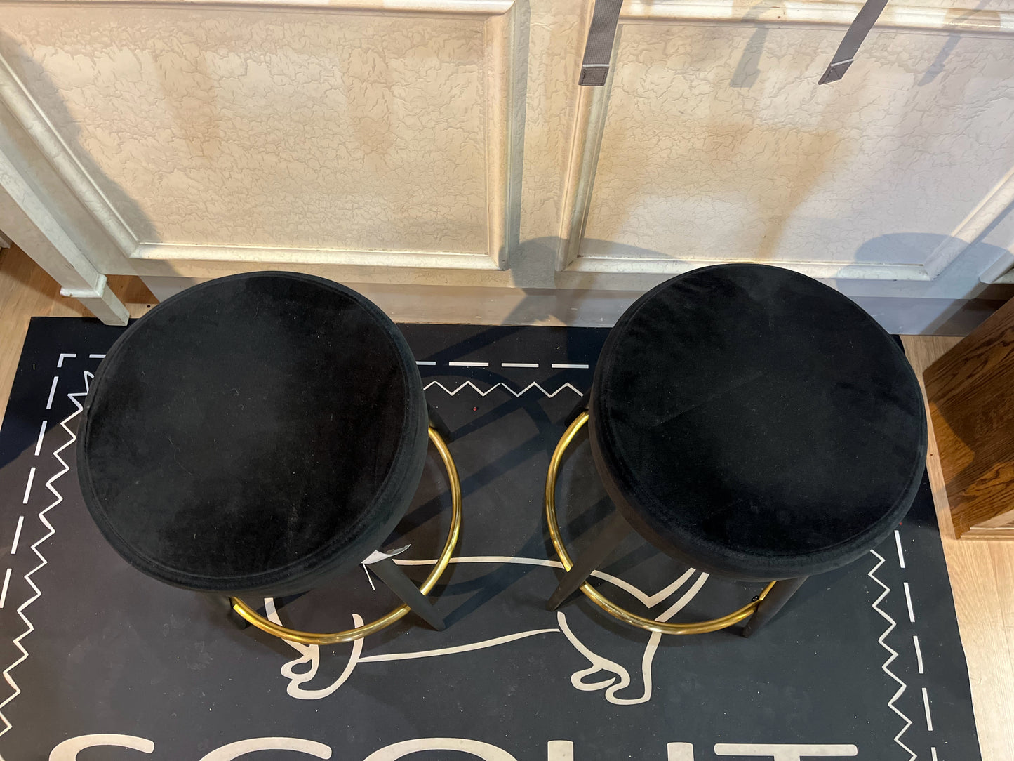 Set of 2 Black & Brass Stool