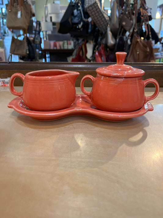 Fiestaware Coral Sugar & Creamer Set