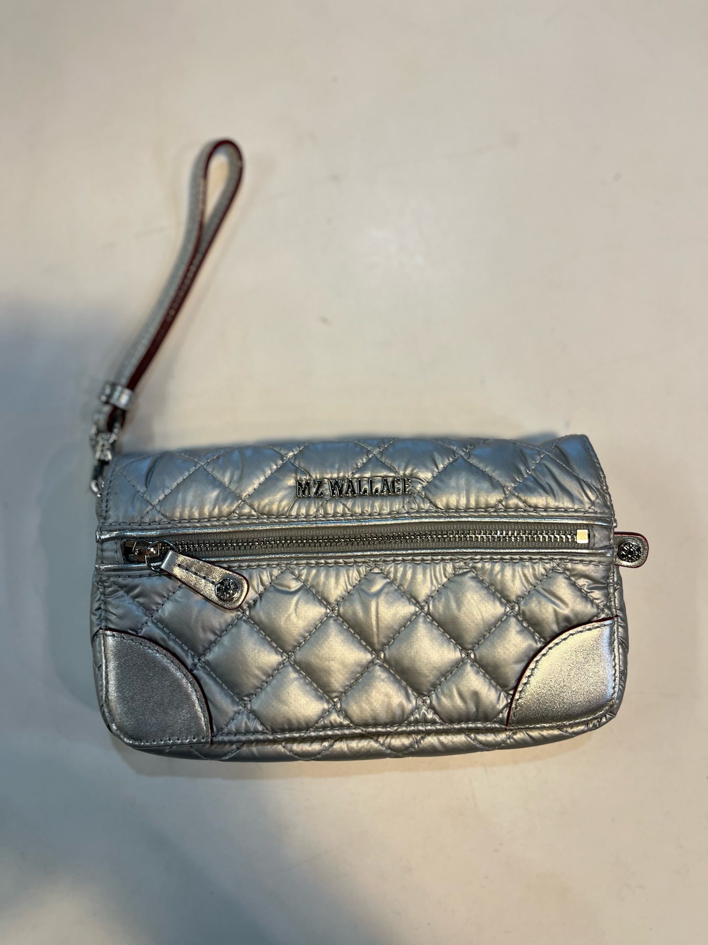 MZ Wallace Silver Quilted Wristlet