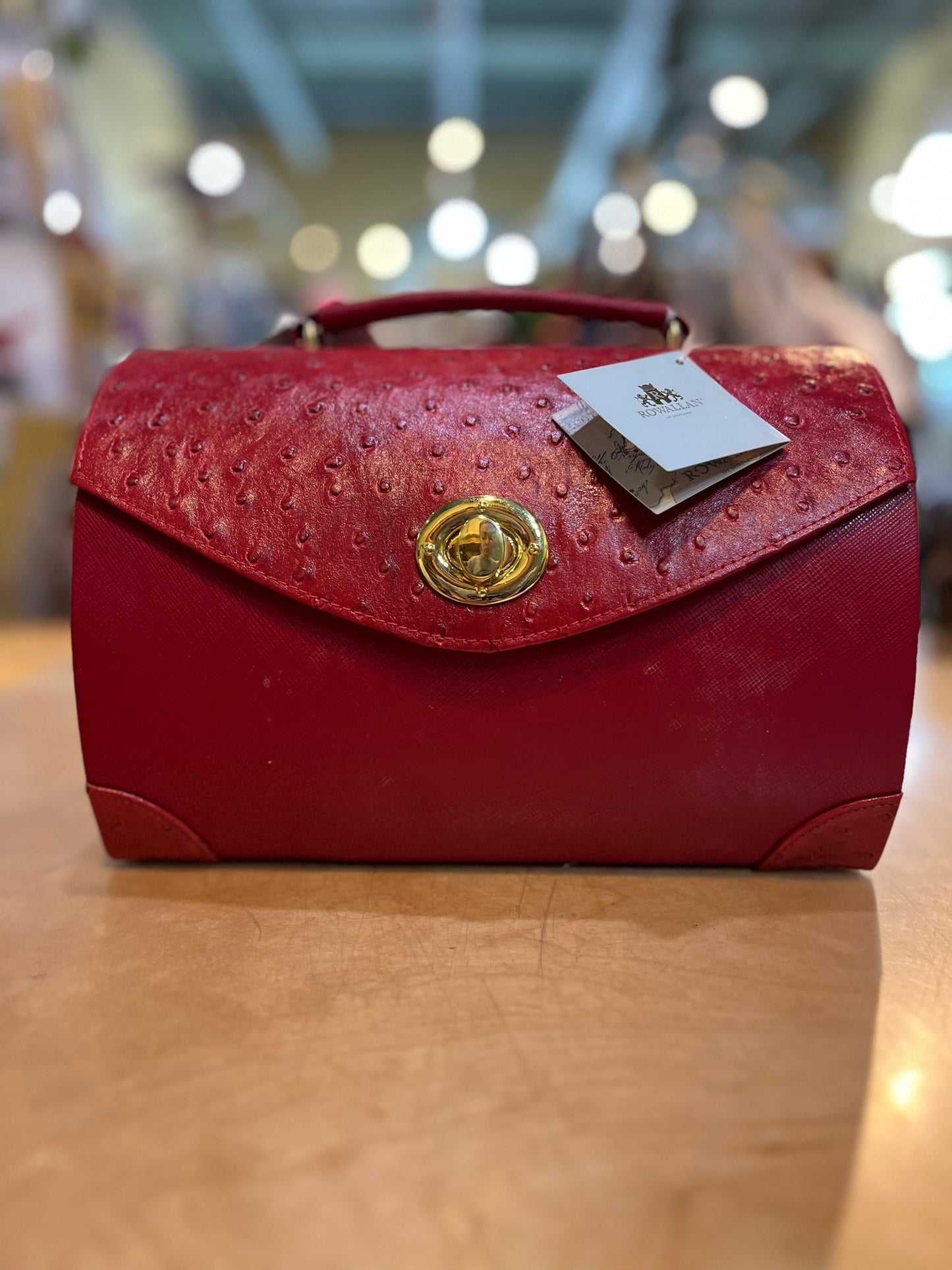NWT Rowallan of Scotland Red Ostrich Embossed Jewelry Box