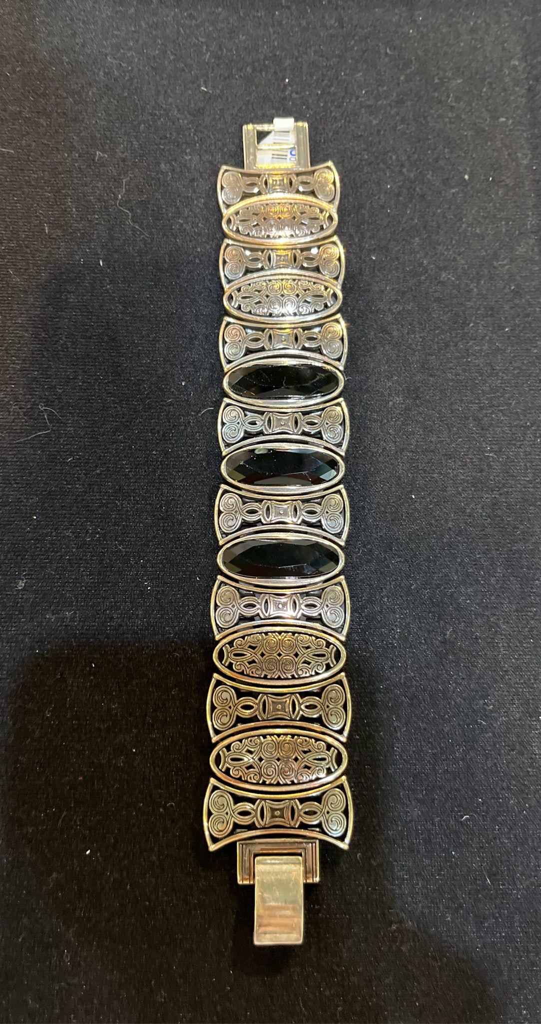 Retired Brighton Silver & Black Crystal Bracelet