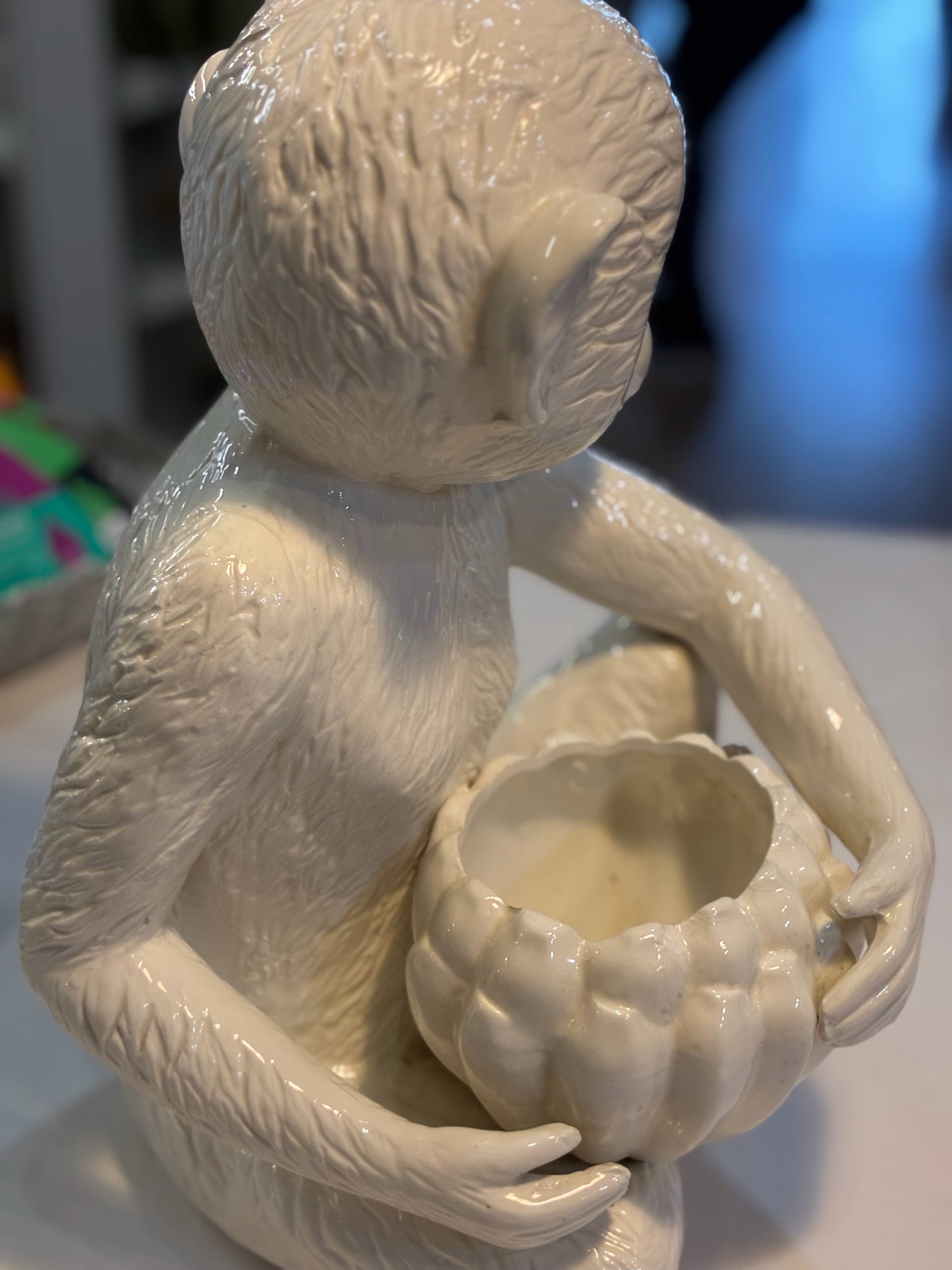Vintage Blanc De chine Monkey Planter Bowl