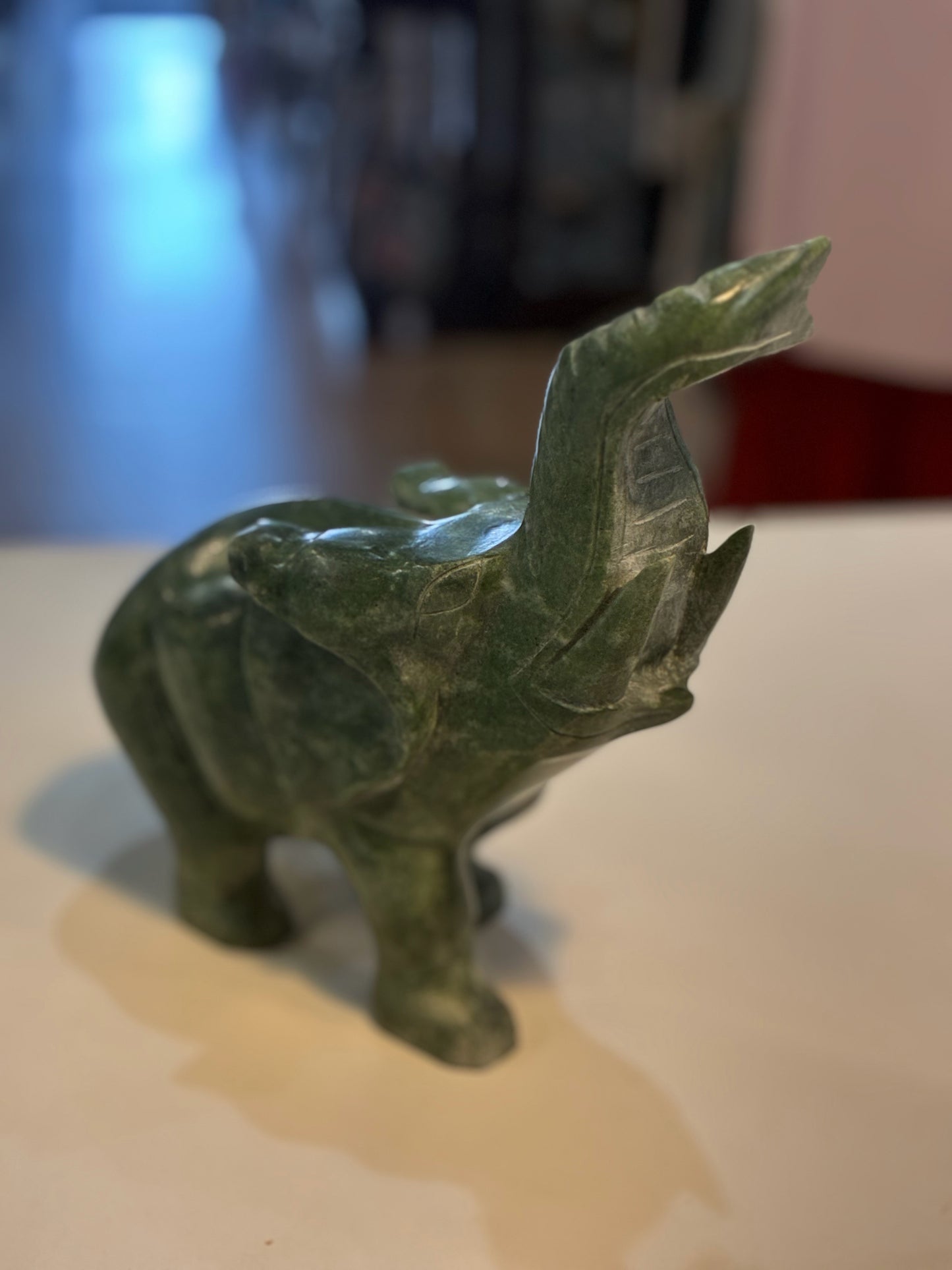 Solid Carved Jade Elephant
