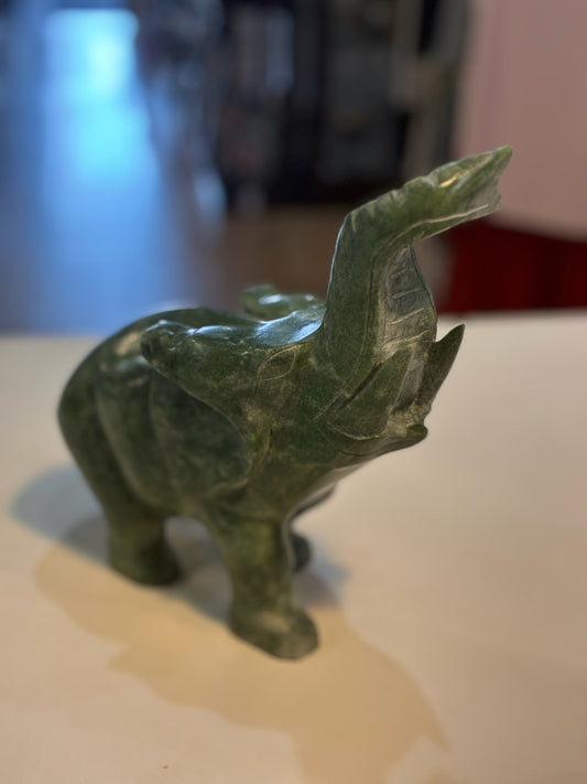 Solid Carved Jade Elephant