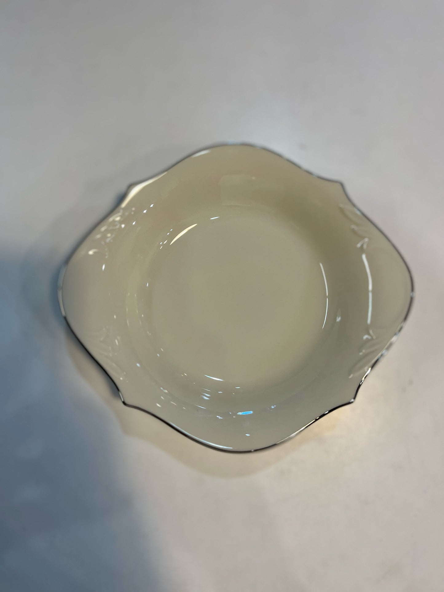 Lenox White Oval Candy Dish Platinum Border Dish