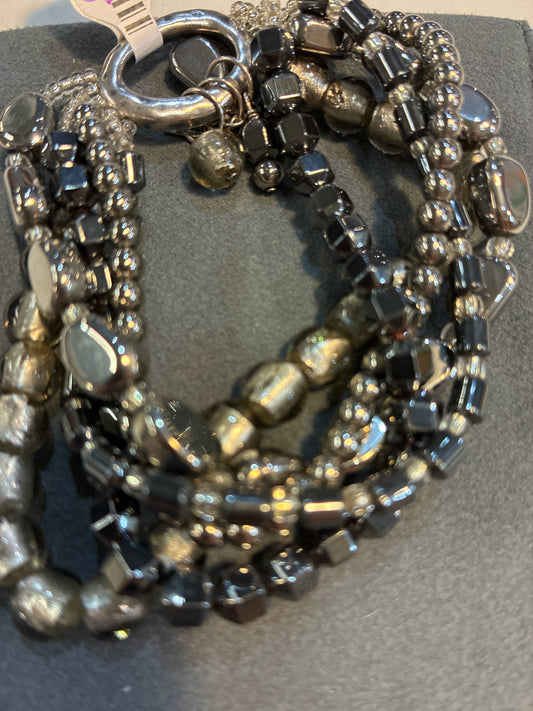 Silpada "Hailstone" Hematite Glass Bead Bracelet