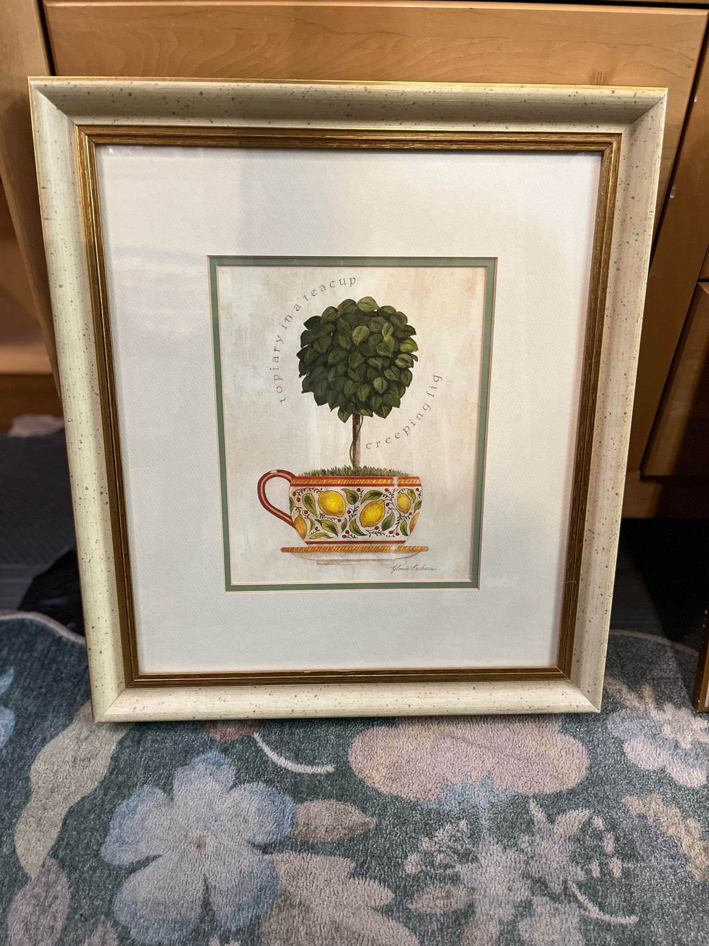 "Creeping Fig Teacup" Signed Framed Art