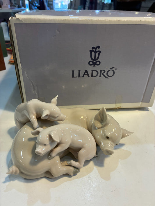 Lladro "Playful Piglets" Figurine