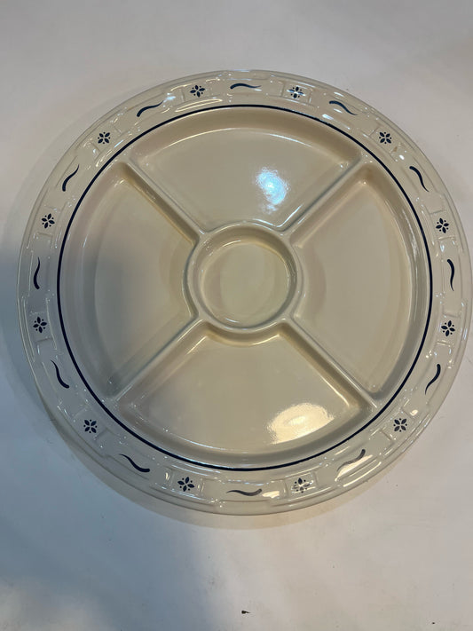 Longaberger White & Blue Round "Relish" Platter
