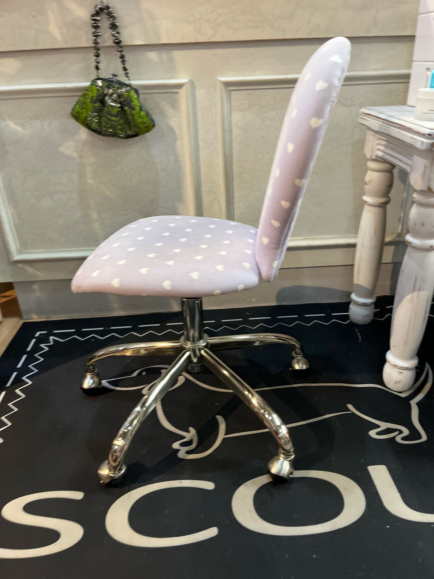 Pottery Barn Purple & White Heart Desk Chair