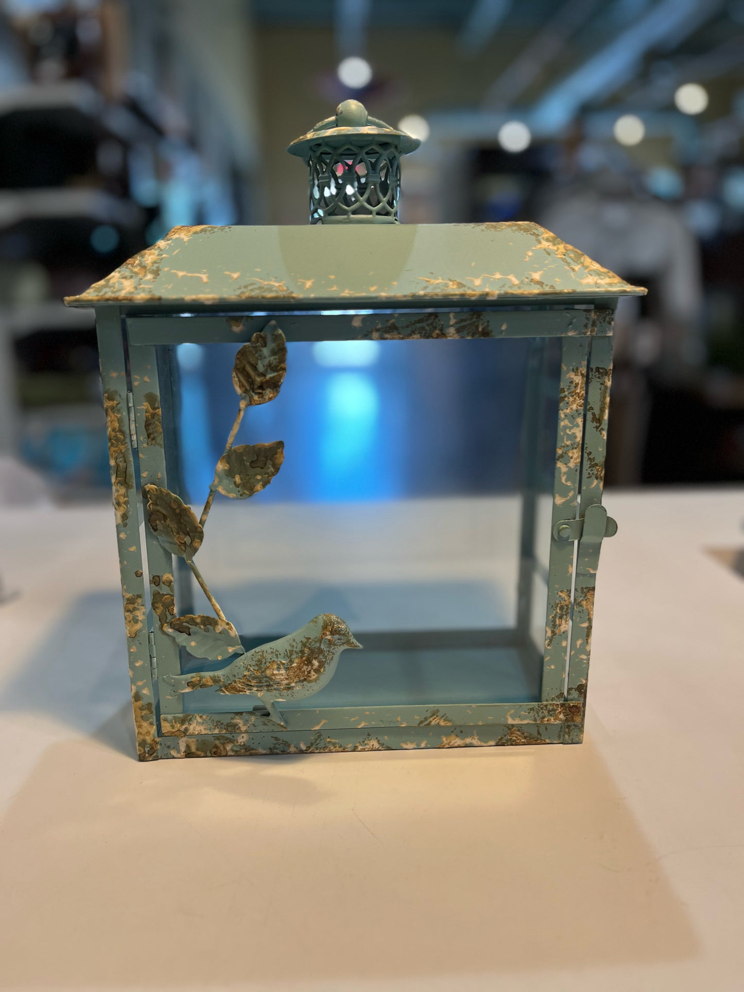 Light Blue Metal Lantern