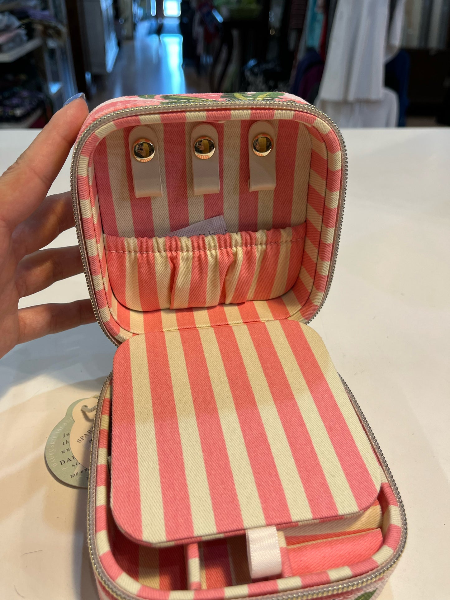 NWT Spartina Pink Floral Travel Jewelry Box