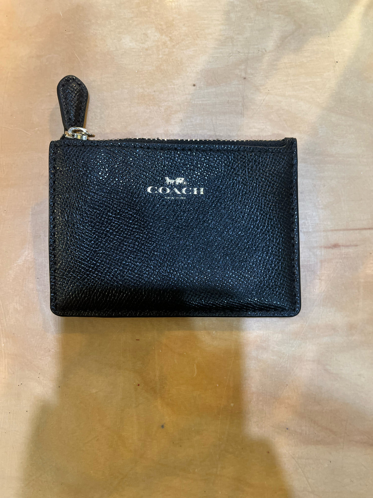 Coach Black Pebbled Leather Mini Wallet