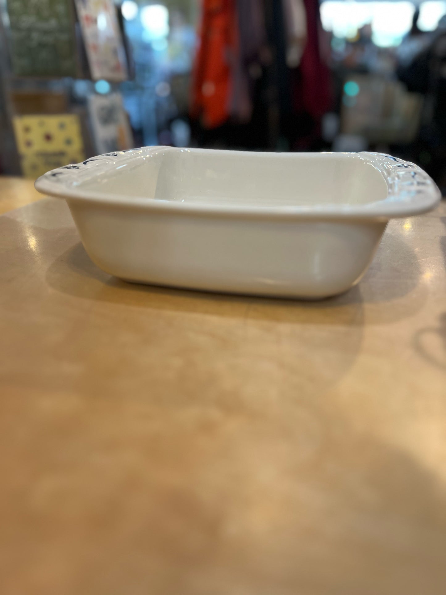 Longaberger Pottery Woven Traditions Heritage casserole dish blue