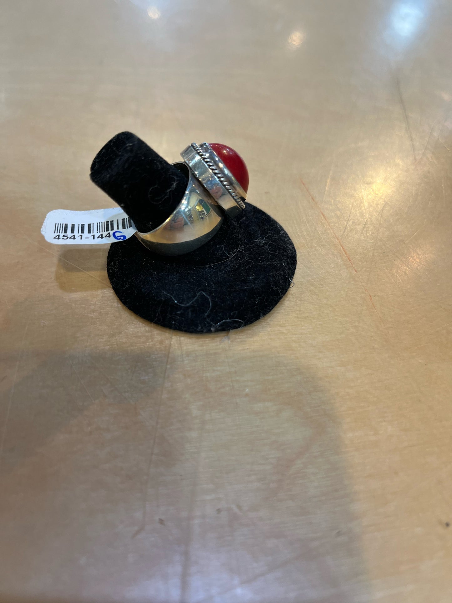 Red Coral & Sterling Silver Ring