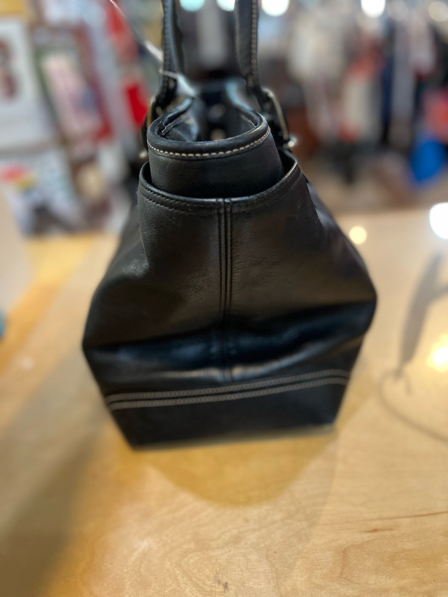 Coach Black Leather Large Tote/ Diaper Handbag