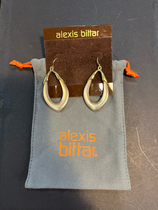 Alexis Bittar Beige & Gold Lucite Dangling Earrings