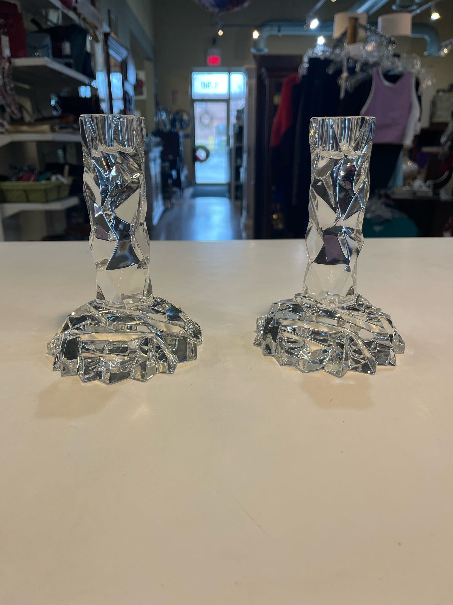 Set of 2 Tiffany & Co. “Rock Cut” Candleholders