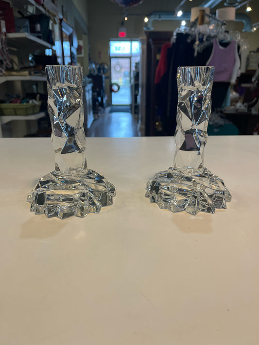 Set of 2 Tiffany & Co. “Rock Cut” Candleholders