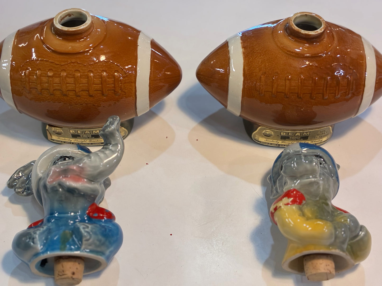 Vintage Jim Beam Republican  & Democrat Football Decanter Set