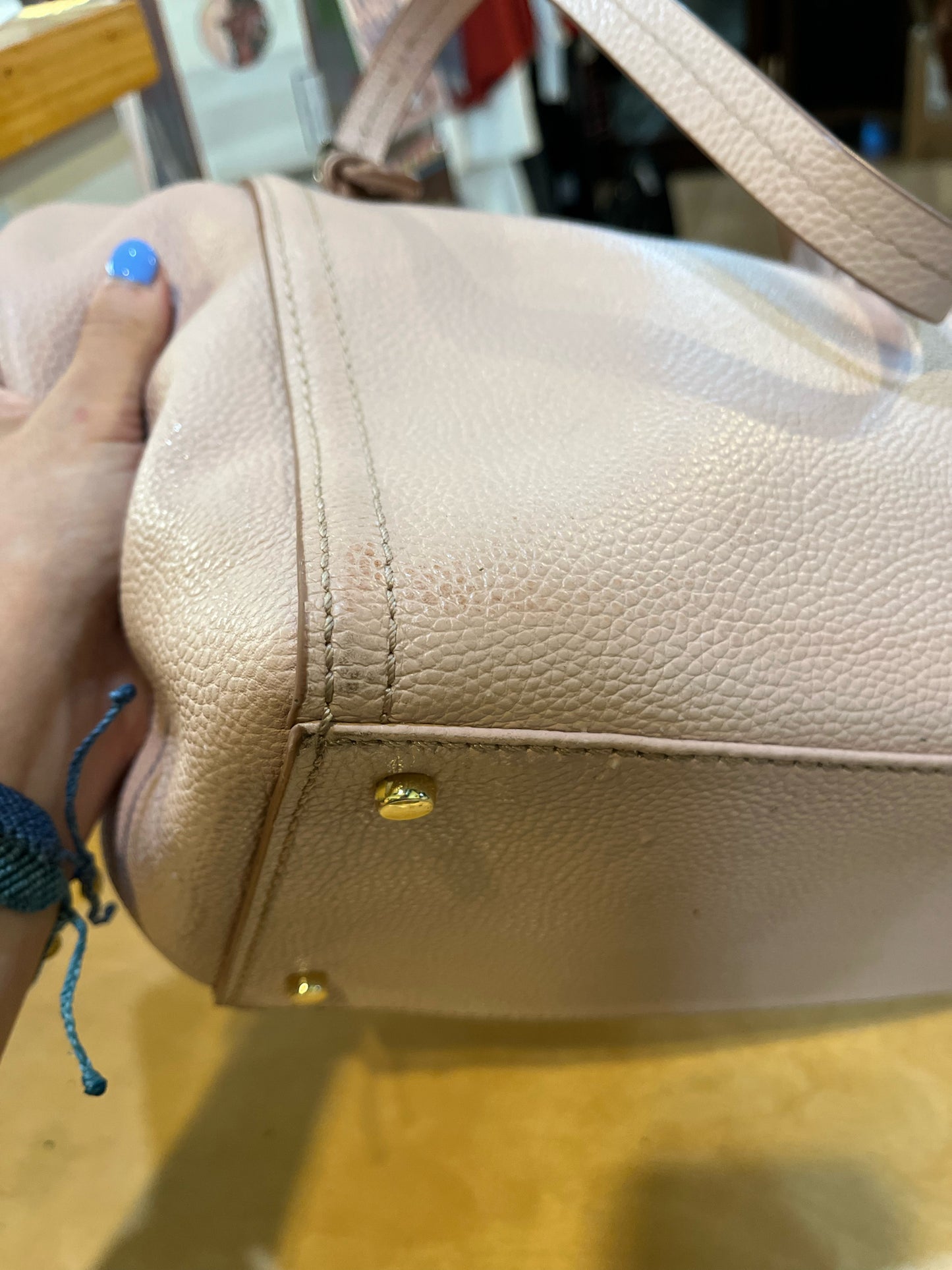Kate Spade Pink Pebble Leather “Orchard Street Maya” Handbag