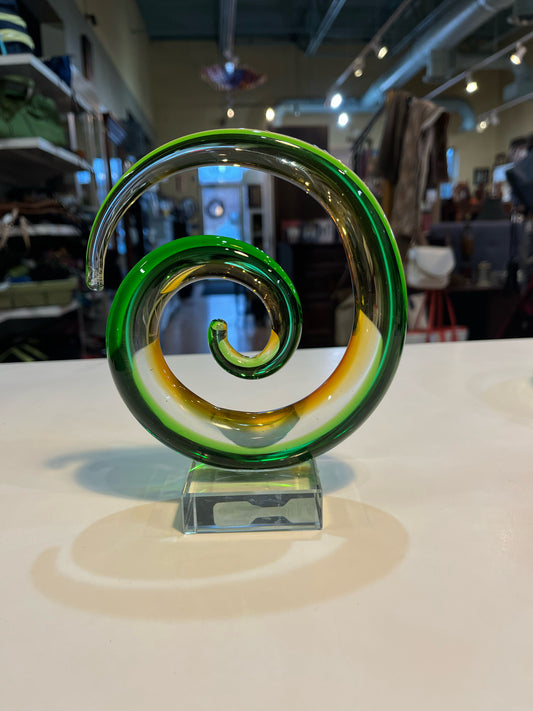 Murano Green Swirl Glass Figurine