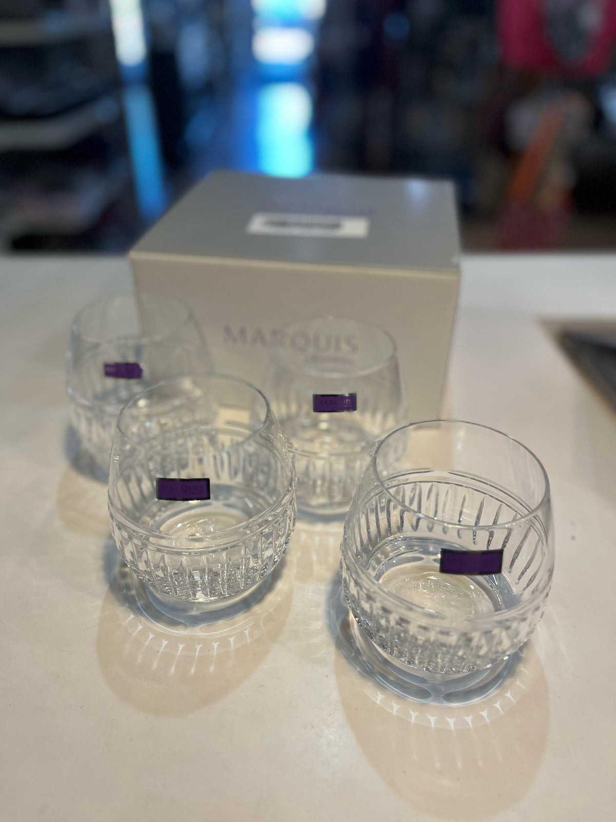 NIB Marquis by Waterford Crystal "Addison" Stemless Wine Glass Set