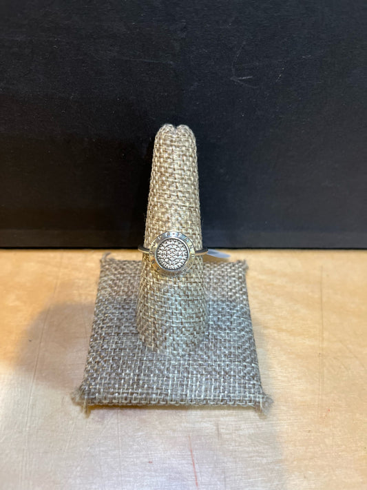 Pandora Sterling Silver Signature Sparkling Logo Pave Ring